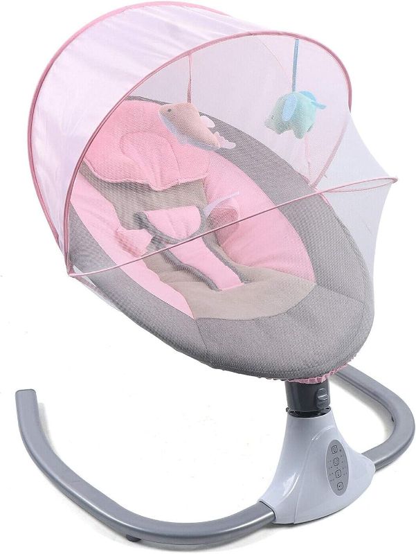 Photo 1 of MEISHAONV Baby Rocking Chairs Pink Portable Swing for Infants Girls Electric Bluetooth Remote Control Baby Bouncer