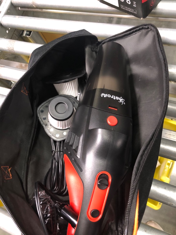Photo 1 of AstroAI Car Vacuum, Car Accessories, Portable Handheld Vacuum Cleaner with 7500PA/12V High Power, LED Light and 16.4 Ft Cord, Car Cleaning Kit with 3 Filters for Daily Cleaning (Red)