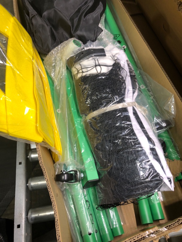 Photo 1 of Fostoy Pickleball Net Set with Wheels, 22 FT Regulation Size, Court Marker, 4 Paddles & 8 Pickleballs, Carrying Bag, Steady Metal Frame and 18-ply PE Net for All Weather Conditions Outdoor Indoor Pickleball Net With Wheels,18-ply PE net