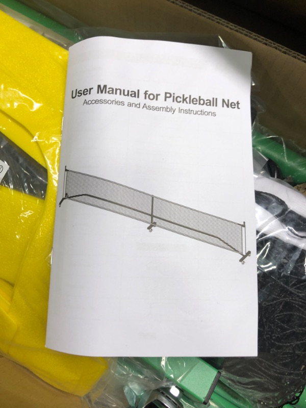 Photo 1 of Fostoy Pickleball Net Set with Wheels, 22 FT Regulation Size, Court Marker, 4 Paddles & 8 Pickleballs, Carrying Bag, Steady Metal Frame and 18-ply PE Net for All Weather Conditions Outdoor Indoor Pickleball Net With Wheels,18-ply PE net