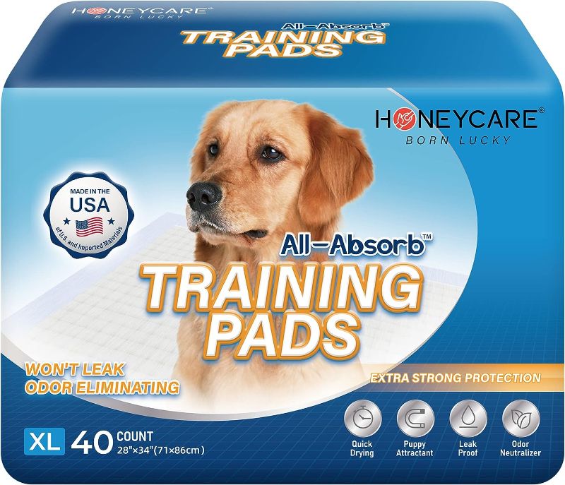 Photo 1 of All-Absorb, X-Large 28" x 34", 40 Count, Dog and Puppy Training Pads, Ultra Absorbent and Odor Eliminating, Leak-Proof 5-Layer Potty Training Pads with Quick-Dry Surface, Blue