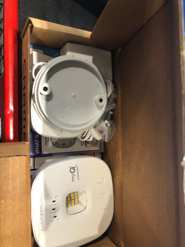 Photo 1 of CHAMBERLAIN Smart Garage Control - Wireless Garage Hub and Sensor with Wifi & Bluetooth - Smartphone Controlled, myQ-G0401-ES, White