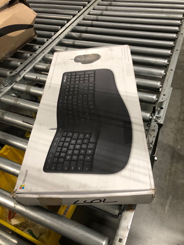 Photo 2 of Microsoft Ergonomic Desktop - Black - Wired, Comfortable, Ergonomic Keyboard and Mouse Combo, with Cushioned Wrist and Palm Support. Split Keyboard. Dedicated Office Key.