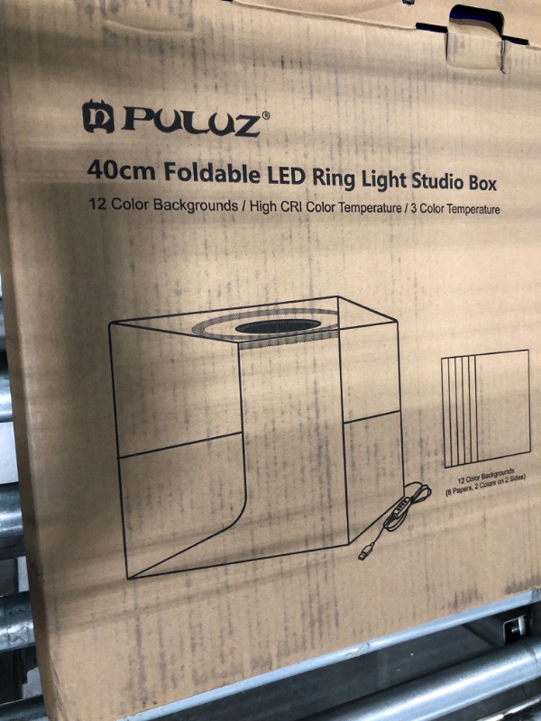 Photo 1 of PULUZ Light Box for Photography 16"x16" Portable Photo Studio Lightbox Folding Photo Box, Adjustable White/Soft/Warm Light with Soft Light Cloth &12 Colors Backdrops 40CM-Lightbox