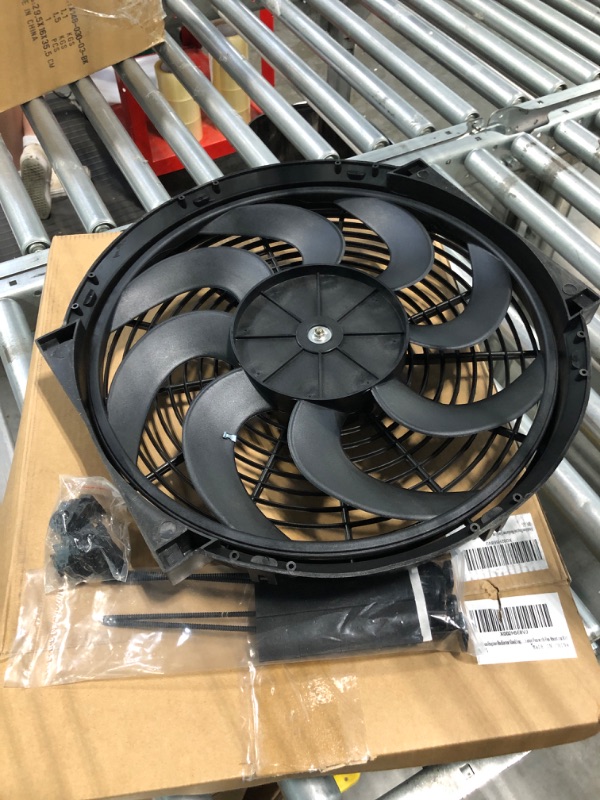 Photo 3 of 12" inch Slim Fan Push Pull Electric Radiator Cooling Fans 12V Mount Kit Unversal Black Black 12 Inch
