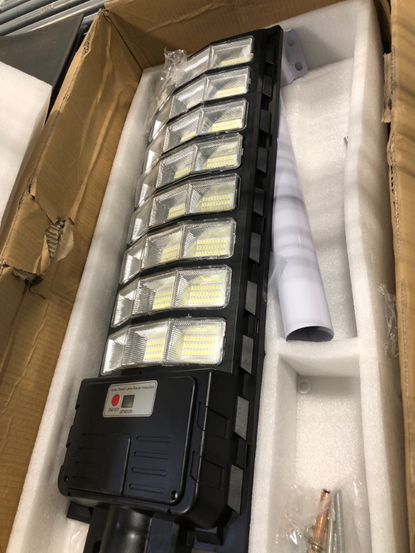 Photo 1 of A-ZONE 1500W Solar Street Light Outdoor Motion Sensor, 6500K Solar Powered Outdoor Lights Dusk to Dawn, Solar Lights Outdoor Waterproof IP66, Solar Outdoor Lights for Yard, Piazza