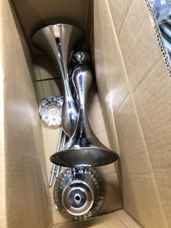 Photo 1 of 22in Silver Centerpieces for Tables, 2Pcs Metal Tall Trumpet Vases Wedding Reception Centerpieces, Crystal Flower Vase for Table Wedding Party Event Home Decor Silver 2pcs