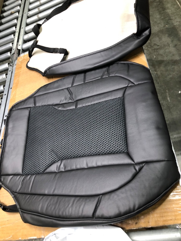 Photo 1 of Leader Accessories Faux Leather Breathable Car Seat Cushion Cover Black 2 pcs/Set Universal for Car Truck SUV Z-breathable Cushion