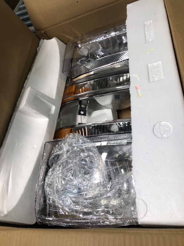 Photo 3 of AS Headlight Assembly for 1999 2000 2001 2002 2003 2004 Ford F250 F350 F450 F550/2000-2004 Ford Excursion Excursion with Chrome Housing Driver and Passenger Side