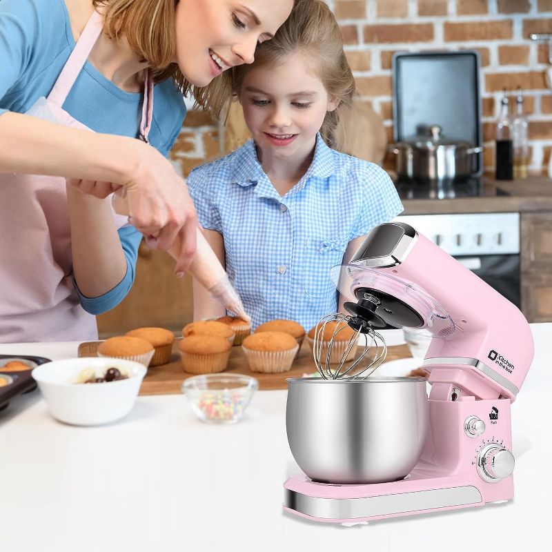 Photo 1 of Stand Mixer, Kitchen in the box 3.2Qt Small Electric Food Mixer,6 Speeds Portable Lightweight Kitchen Mixer for Daily Use with Egg Whisk,Dough Hook,Flat Beate pink