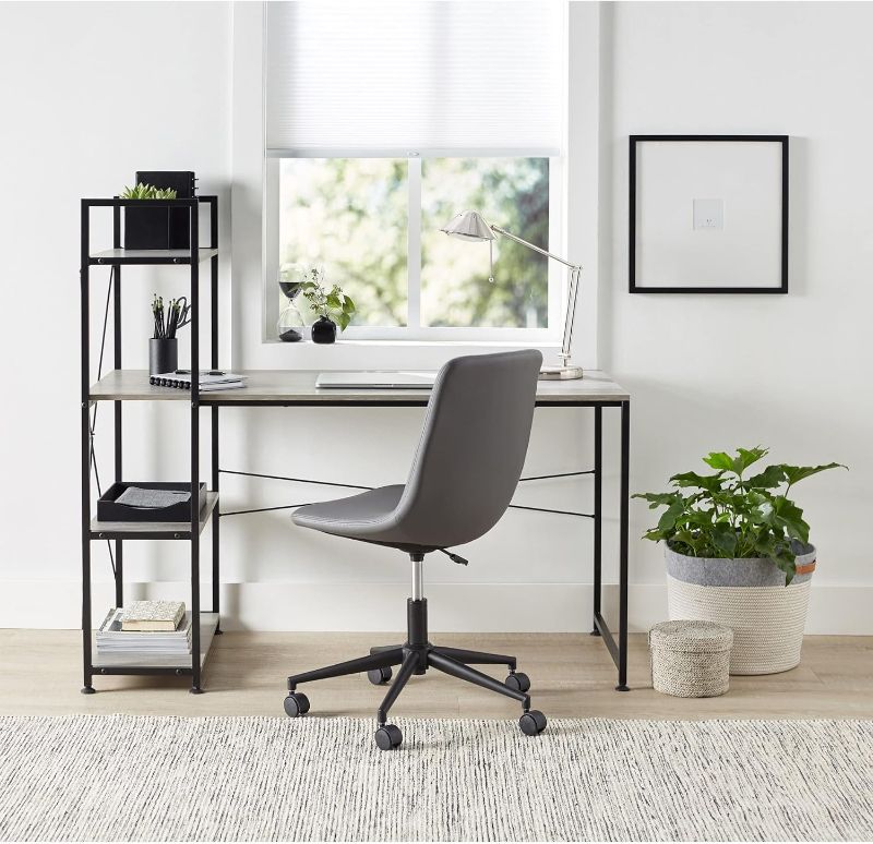 Photo 1 of Realspace® 56"W Trazer Computer Desk with Storage Shelves, Gray