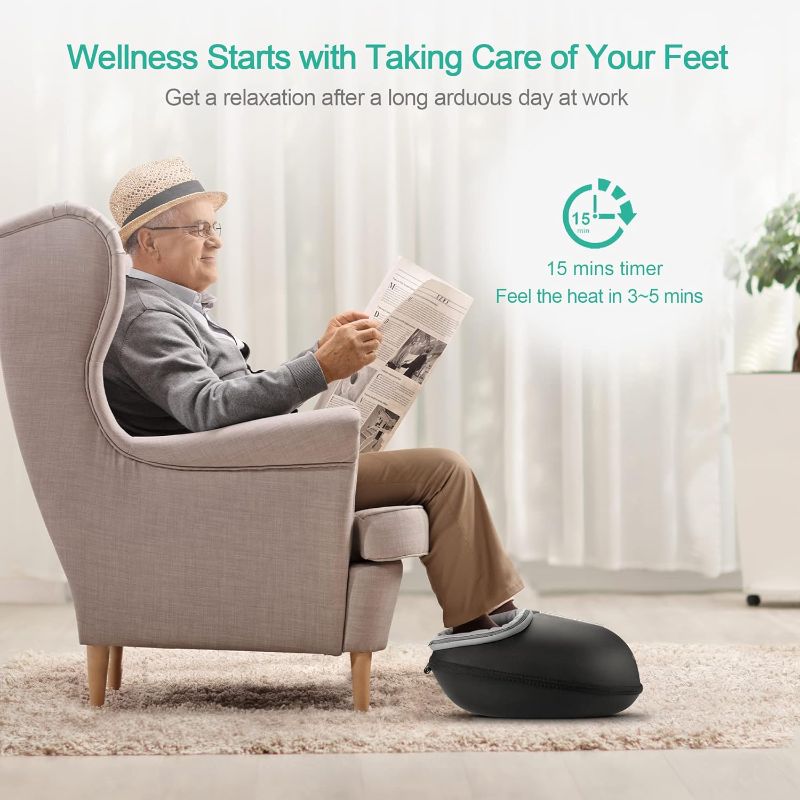 Photo 1 of Medcursor Foot Massager Machine with Heat, Deep Kneading Massager, Delivers Relief for Tired Muscles and Plantar, Multi-Level Settings & Adjustable Intensity for Home or Office Use (Black)