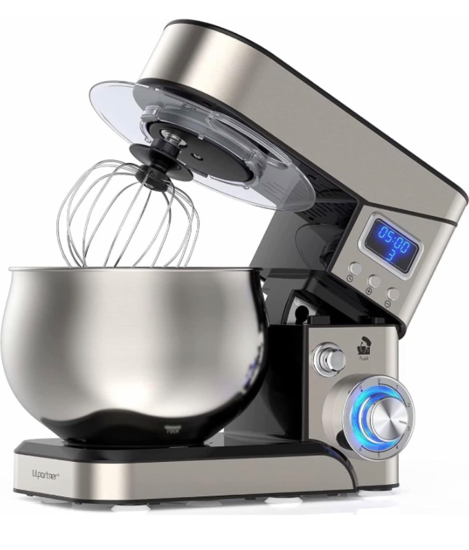 Photo 1 of Stand Mixer, 1200W Stainless Steel Mixer 5.3-QT LCD Display Food Mixer, 6+P Speed itchen Electric Mixer Tilt-Head Mixer with Stainless Steel Bowl, Dough Hook, Beater, Whisk 