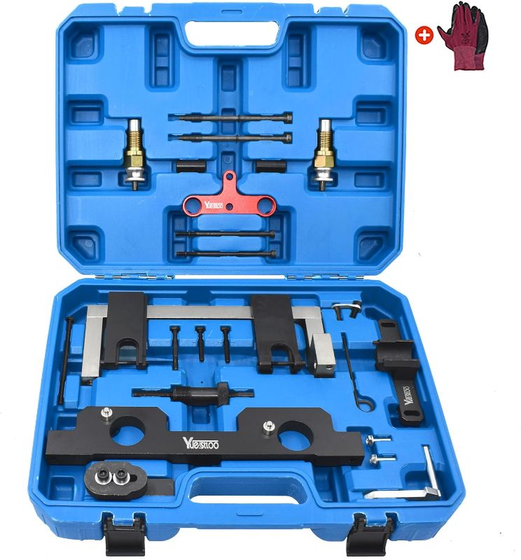 Photo 1 of Yuesstloo Camshaft Alignment Timing Tool Kit, Compatible with BMW N20 N26 Engine, with Flywheel Holder Tool & Balance Shaft Tool & Fuel Injector Install Removal Tool