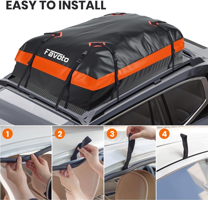 Photo 1 of  Heavy-Duty PVC Material Cargo Carrier, 15 Cubic Feet Large Capacity, Universal Fit for All Cars with/Without Rack, Anti-Slip Mat, 8 Reinforced Straps