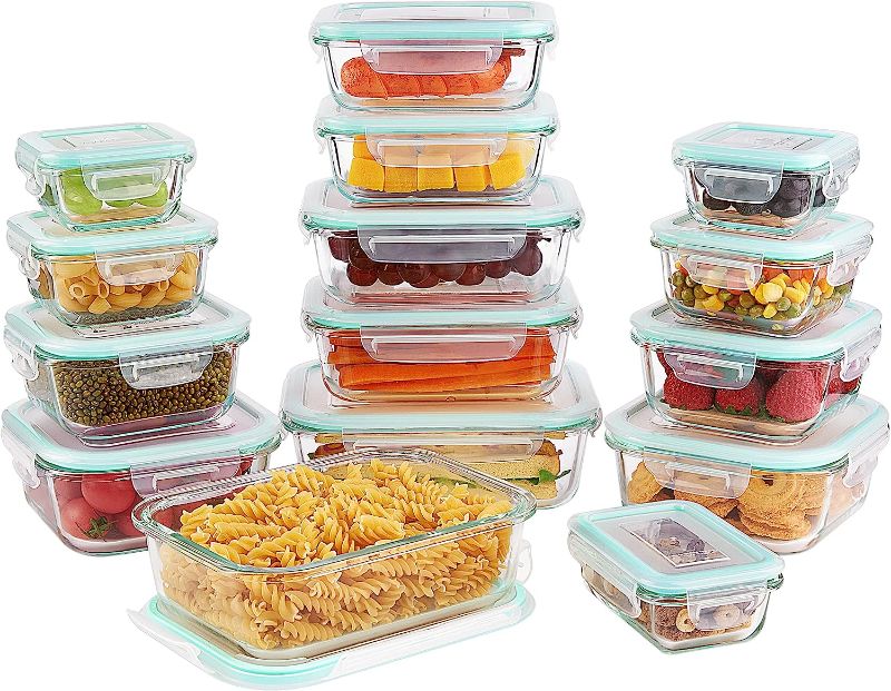 Photo 1 of 15 Pack Glass Food Storage Containers, Meal Prep Containers, Airtight Glass Bento Boxes with Leak Proof Locking Lids, for Microwave, Oven, Freezer and Dishwasher