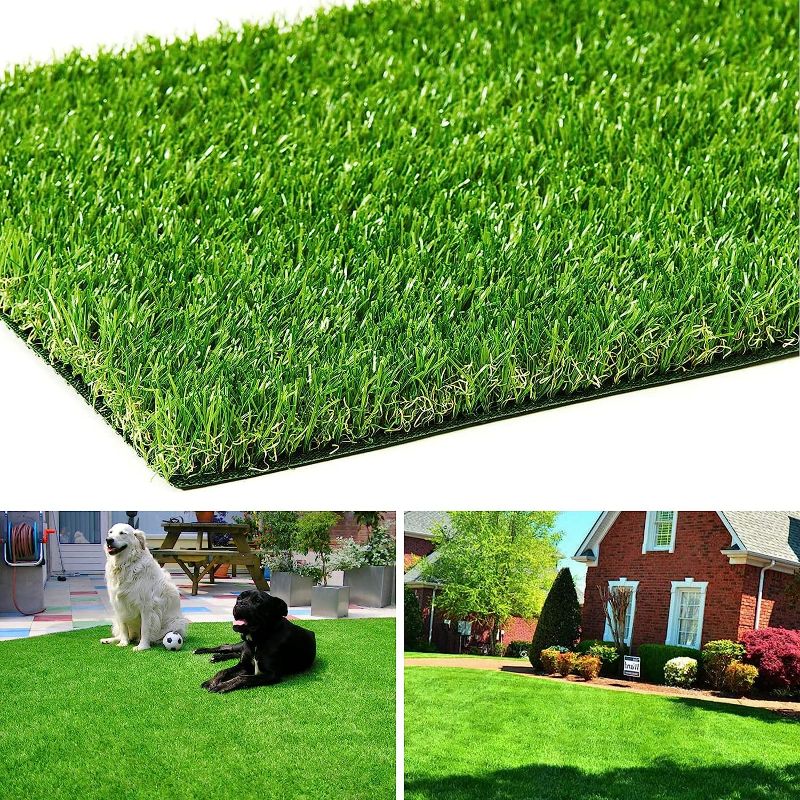 Photo 1 of  Artificial Turf 4' x 6' with Drainage, 1.38 Inch Realistic Fake Grass Rug Indoor Outdoor Lawn Landscape for Garden, Balcony, Patio, Synthetic Grass Mat for Dogs, Customized