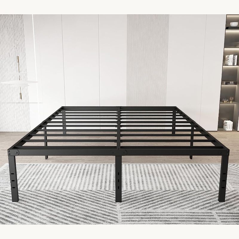 Photo 1 of  Queen Size Bed Frame No Box Spring Needed 14 "High Sturdy Steel Slat Bed Base Heavy Duty Platform Bed Under-Bed Storage Space, Easy Assembly...