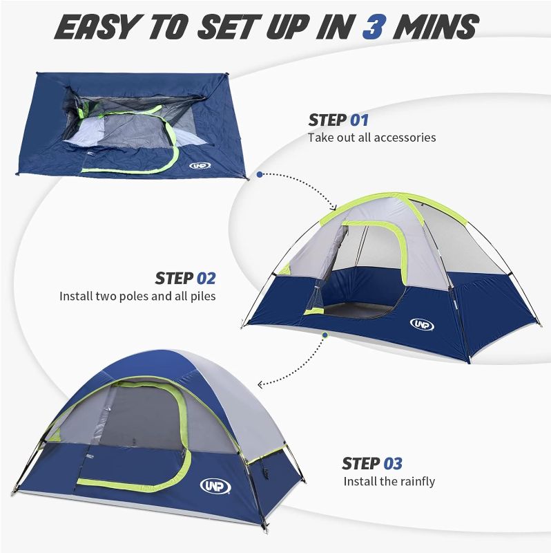Photo 1 of  Family Camping Tent,Waterproof Windproof with Top Rainfly,Easy Set Up,Pop Up Tent for Outdoor Camping Hiking Travel Grey and black
