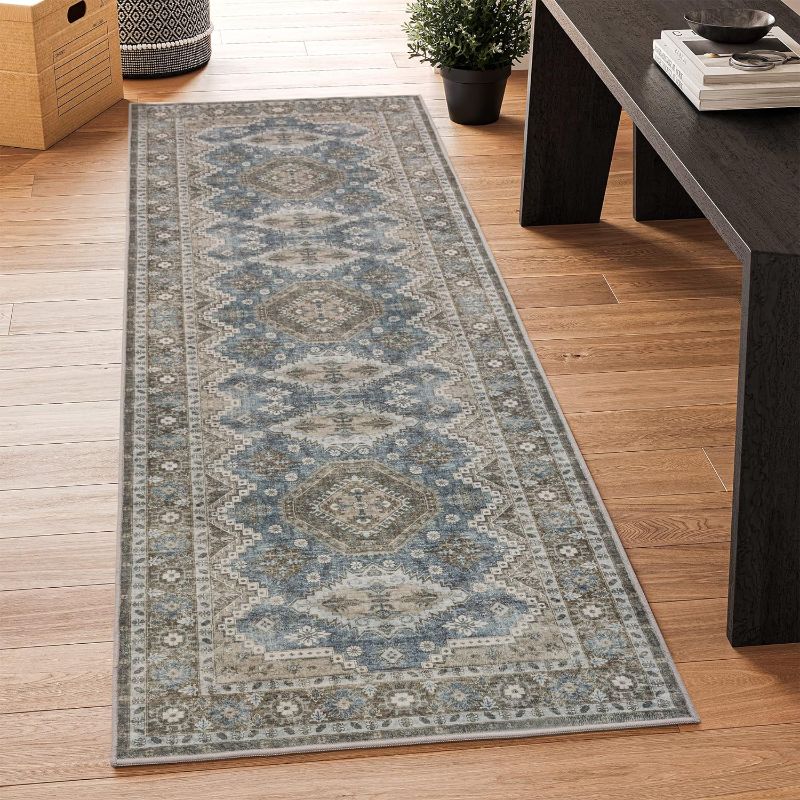 Photo 1 of 
Rugland 2'6x8' Runner Rug - Stain Resistant Entryway Rug, Anti Slip Backing Hallway Runner Rug, Vintage Tribal Area Rugs (TPR07-Green, 2'6x8')