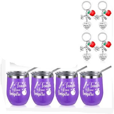 Photo 1 of 
24 Pcs Teacher Appreciation Gift in Bulk for Women, Teach Love Inspire Tumbler Set 12oz Wine Cup ***VARIETY COLOR PACK***