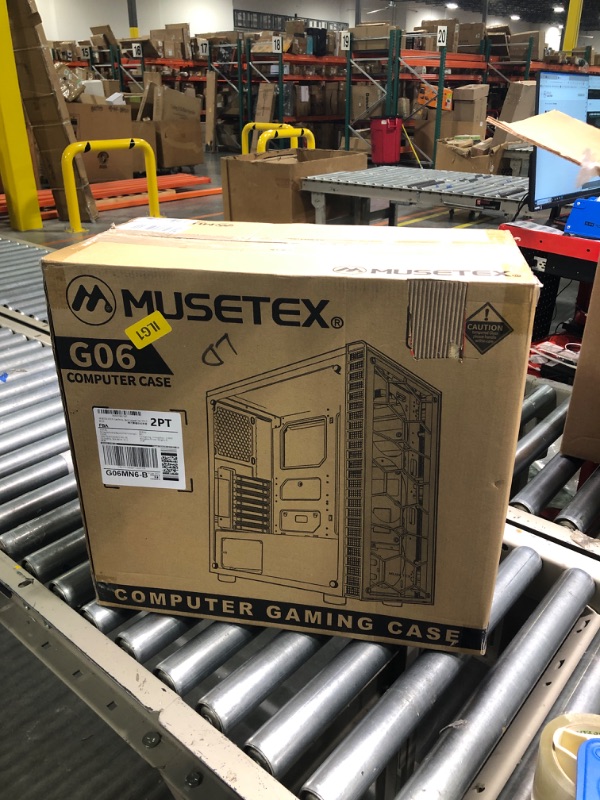 Photo 1 of MUSETEX ATX PC Case Pre-Installed 6Pcs 120mm ARGB Fans, Mid-Tower Computer Gaming Case, USB 3.0 Tempered Glass Phantom Black Computer Case, MN6-B
