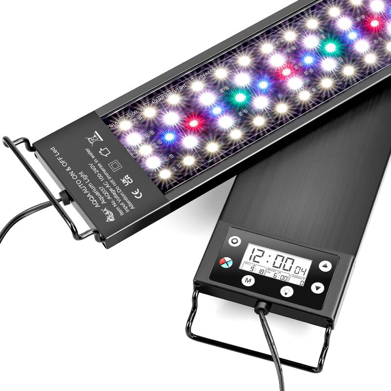 Photo 1 of AQQA Aquarium Light,Multi-Function Fish Tank Led Light 24/7 DIY Auto On Off + Night Mode + Day Mode + Full Spectrum + 7 Colors,Adjustable Brightness Waterproof with Timer for Freshwater 36W
