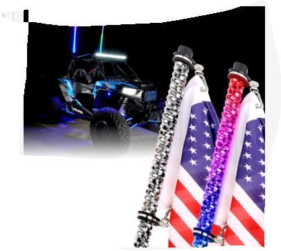 Photo 1 of 2PCS 5FT RGB Whip Light LZHOU TECH RF Remote Control Spiral Lighted of Dancing/Chasing Antenna Side by Side Whip Light for ATV UTV Off-Road Truck Sand Buggy Dune RZR Can-Am 2PCS-5FT