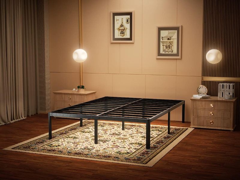 Photo 1 of AROMUSTIME 16 Inch Reinfore Metal Platform Bed Frame with Round Legs / 3,800 lbs Heavy Duty Steel Slat Easy Assembly Mattress Foundation/Noise Free/Box Spring Replacement, Full