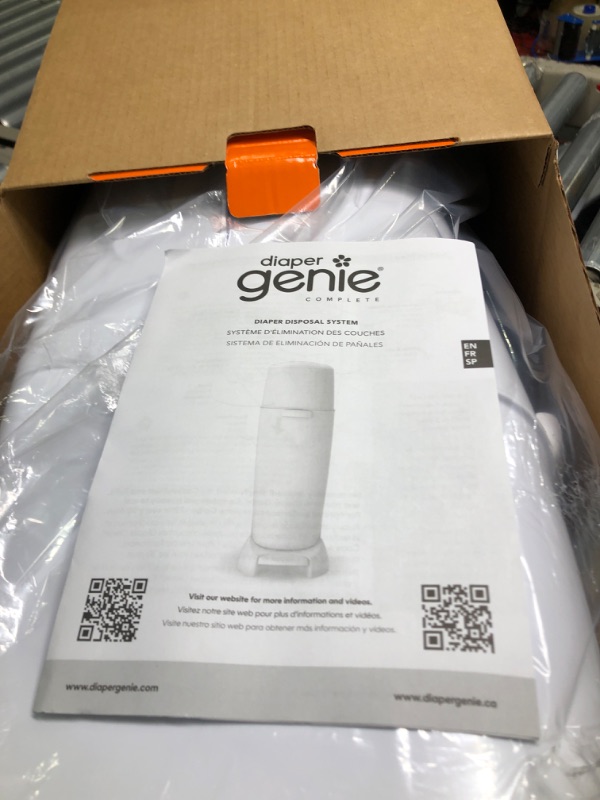 Photo 4 of  Diaper Genie Complete Diaper Pail (White) with Antimicrobial Odor Control | Includes 1 Diaper Trash Can, 1 Refill Bags, 1 Carbon Filter, 