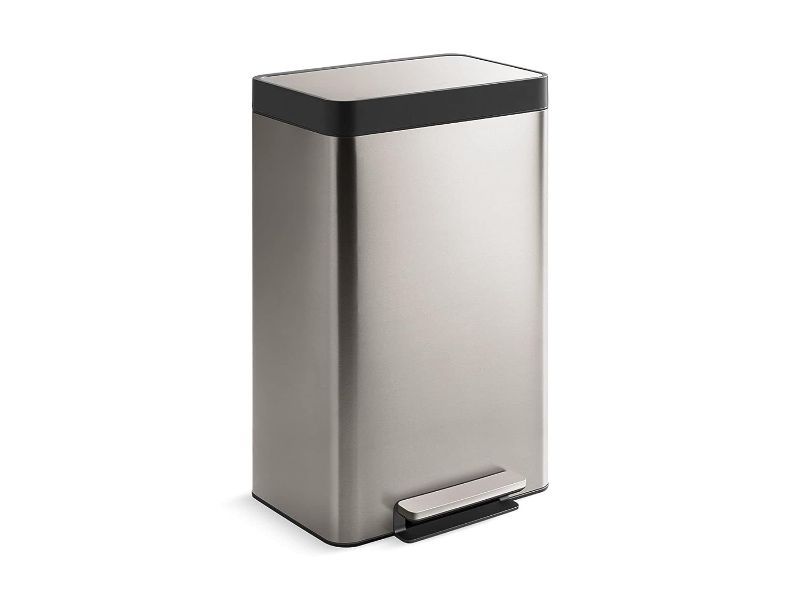 Photo 1 of  Kohler 13 Gallon Hands-Free Kitchen Step, Trash Can with Foot Pedal, Quiet-Close Lid, Stainless Steel
