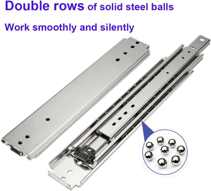 Photo 1 of  Hardware 1 Pair of 48 Inch Heavy Duty Drawer Slides 500LB Full Extension Side Mount Ball Bearing Drawer Rails
