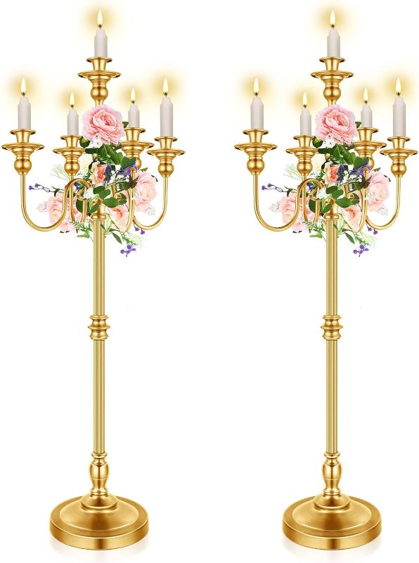 Photo 3 of 
Roll over image to zoom in







2 Pcs Gold Wedding Floor Candelabra 50 Inch Halloween Antique Candle Stand Metal 5 Arm Candelabra Centerpiece Decoration for 5 Candlesticks Wedding Christmas Aisle Event Party Ceremony Home