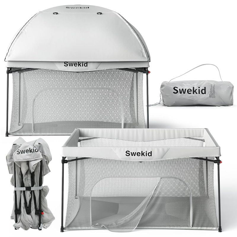 Photo 1 of 
Swekid Portable Indoor & Outdoor Baby Playpen - Lightweight, Pop up Pack and Play Toddler Play Yard w/UV Protective Canopy, Comfy Padded Floor and...