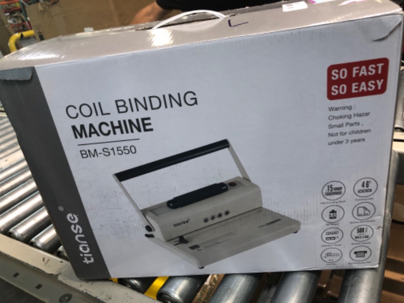 Photo 2 of TIANSE Coil Binding Machine, Electric Coil Inserter, Manual Round Hole Punch, 15 Sheets Punch Capacity, Perfect for Letter Size / A4 / A5, Comes with 100pcs 5/16'' Plastic Coil Binding Spines & Plier