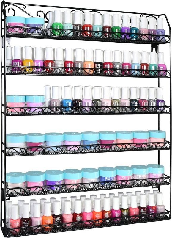 Photo 1 of                                            6 TIER Metal Nail Polish Racks for the Wall, Up to 192 BOTTLES, Quality Nail Polish Display, Young Living Essential Oils Organizer. Holds up to 192...                                                              