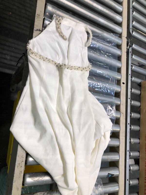 Photo 1 of Adrianna Papell Women's Pearl Crepe Halter Gown 8 Ivory