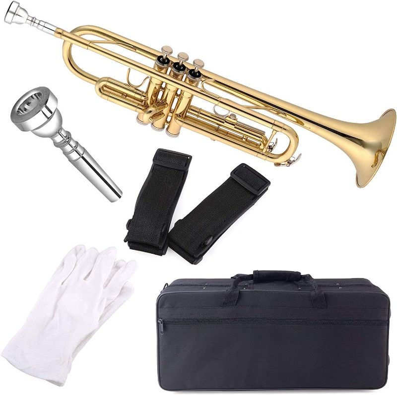 Photo 1 of Aileen Lexington Standard Gold Bb Student Model Trumpet Includes Hard Case, Cleaning Rod and Cloth, Gloves
