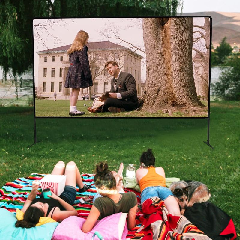 Photo 1 of Projector Screen and Stand, 180 inch Foldable Outdoor Projector Screen 16:9 HD 4K Portable Projector Screen 1.1 Gain Outdoor Movie Screen for Home Theater or Office
