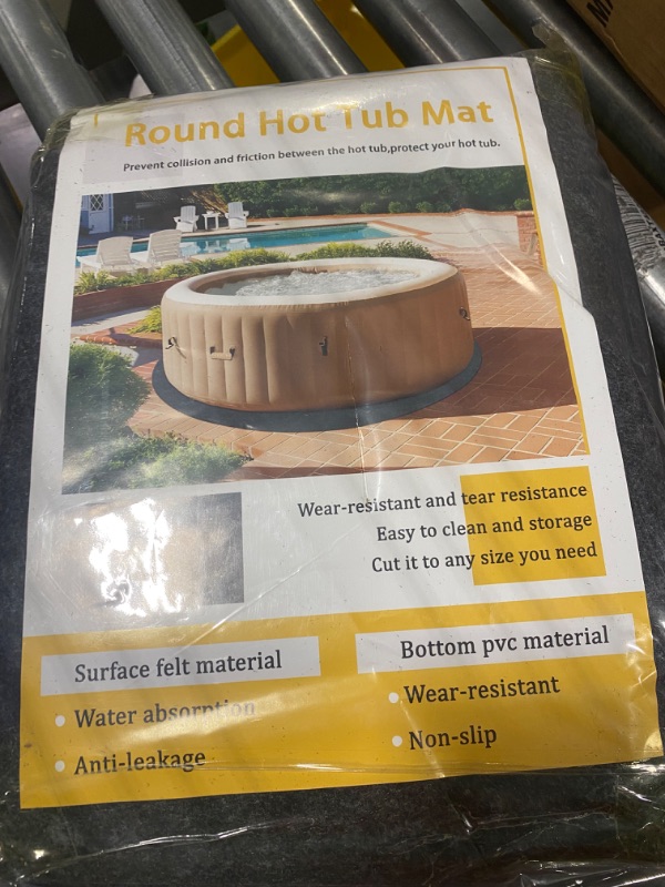 Photo 3 of 79 in Dia Round Hot Tub Mat,Above-Ground Pool Protector Mat,Water-Absorbent Hot Tub Flooring Protector,Anti-Slip and Waterproof Backing,Reusable Durable Washable Mat for Outdoor Hot Tub Pool