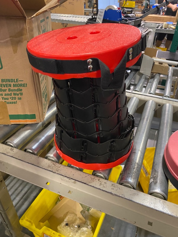 Photo 1 of Doseno Upgraded Foldable Stool with Load Capacity 550lbs,Portable Collapsible Stool Retractable Stool for Fishing,Hiking Tours,BBQ,Parties,Outdoor Activities(Red)