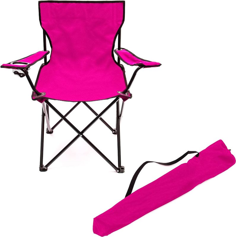Photo 1 of  Portable Folding Pink Camp Chair, 19.5" L x 31" W x 34.5" H
