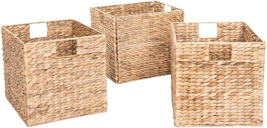 Photo 1 of 3 Decorative Hand-Woven Small Water Hyacinth Wicker Storage Basket,