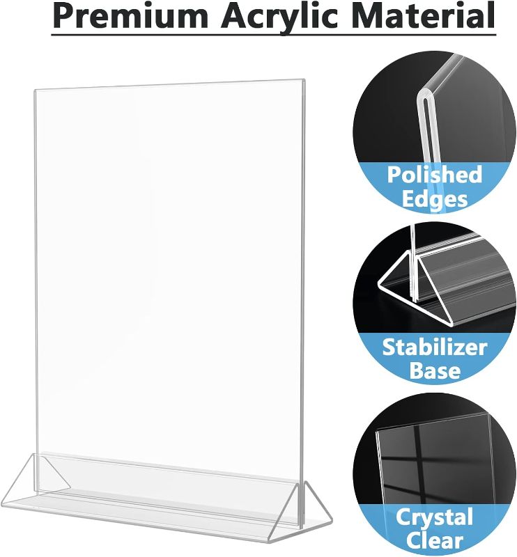 Photo 1 of Bundle-Acrylic Sign Holder 4x6 Inches 12 Pack, Double Sided Clear Display Stand Table Top Sign Paper Holder, Vertical Menu Flyer Holder, Plastic Sign Frame for Stores, Restaurants, Hotels, Office