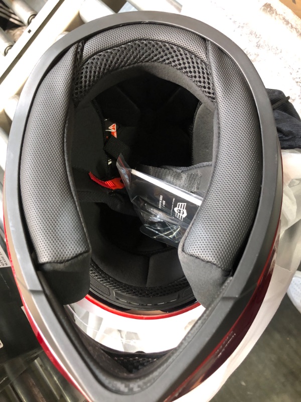 Photo 1 of AHR Motorcycle Full Face Helmet Dual Visor Street Bike Lightweight DOT Approved Helmet Snowmobile Touring Sports for Adult Run-F Red Medium