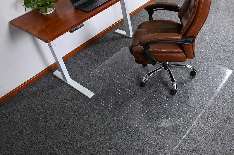 Photo 1 of HOMEK Office Chair Mat for Carpet, 53" x 45" Studded Desk Chair Mat for Low Pile Carpeted Floors, Transparent Carpet Protector Mat for Desk Chairs
