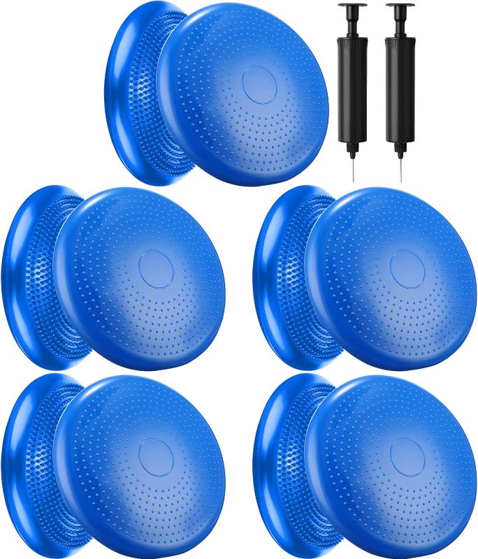 Photo 1 of 10 Pcs Wiggle Seat Wobble Cushion Exercise Fitness Balance Disc Yoga Balance Cushion Stability Balance Disc Flexible Wiggle Seat for Kid Adult Home Office School (Blue)
