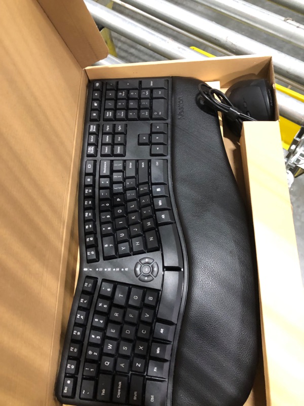 Photo 3 of MEETION Ergonomic Wireless Keyboard and Mouse, Ergo Keyboard with Vertical Mouse, Split Keyboard with Cushioned Wrist, Palm Rest, Natural Typing, Rechargeable, Full Size, Windows/Mac/Computer/Laptop