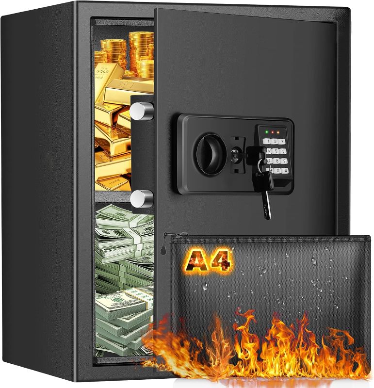 Photo 1 of 2.3 Cubic Large Sturdy Safe Box Fireproof Waterproof, Anti-Theft Fireproof Safe with Digital Keypad & 2 Keys, Security Home Safe for Personal Valuables Laptop Documents Pistol Money Medicine
