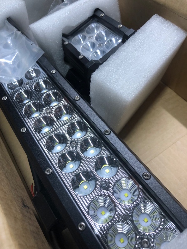 Photo 4 of Nilight - ZH002 20Inch 126W Spot Flood Combo Led Off Road Led Light Bar 2PCS 18w 4Inch Spot LED Pods With 16AWG Wiring Harness Kit-3 Lead, 2 Years Warranty